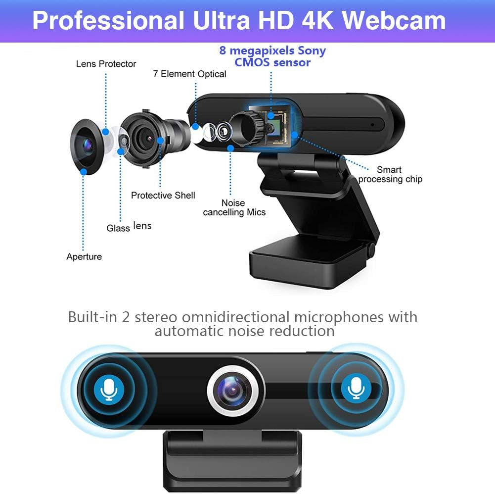 4K Webcam for PC and Laptop