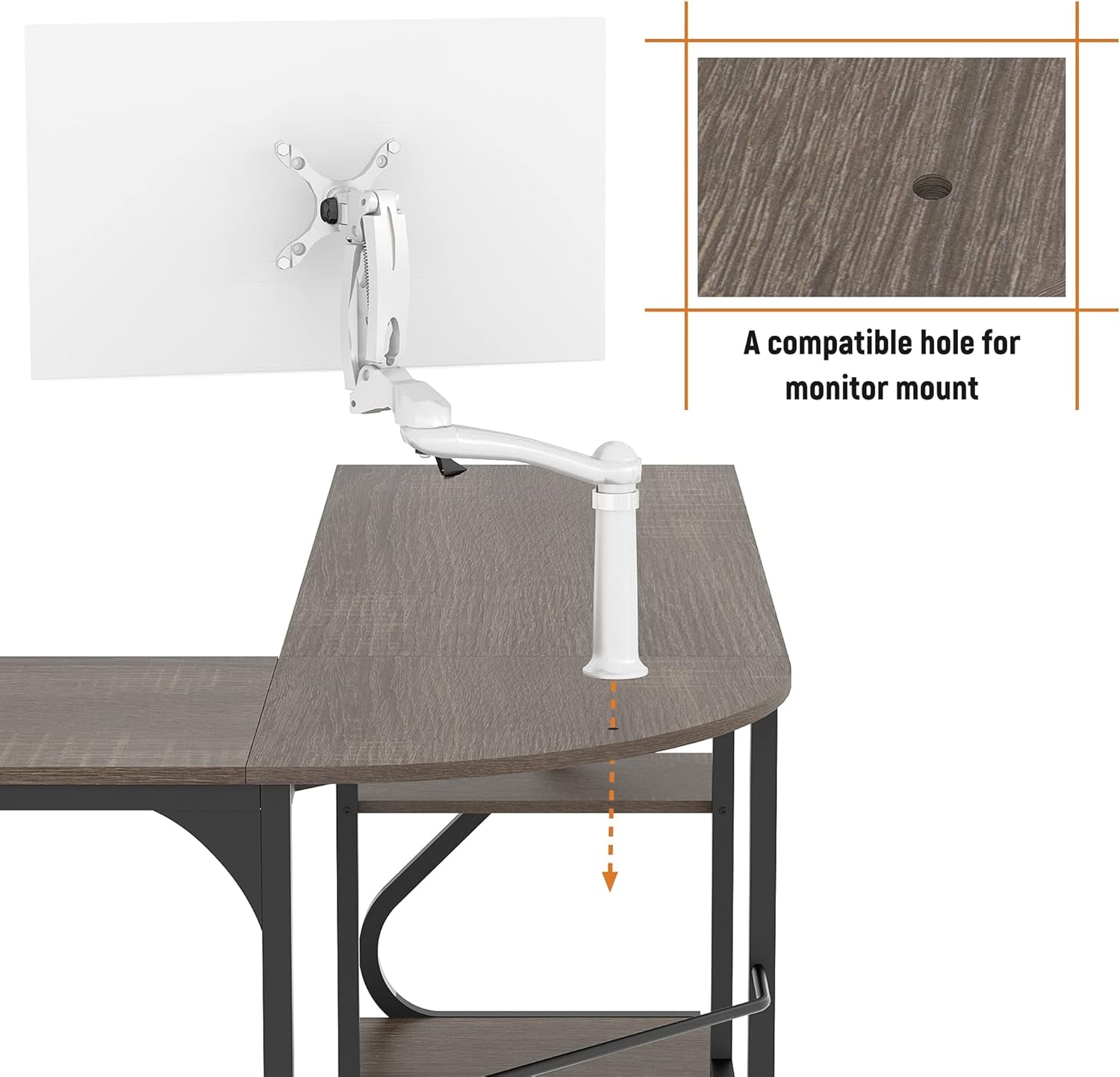 Reversible L Shaped Desk with Shelves Large Corner Computer Gaming Desks for Home Office Writing Workstation Wooden Table