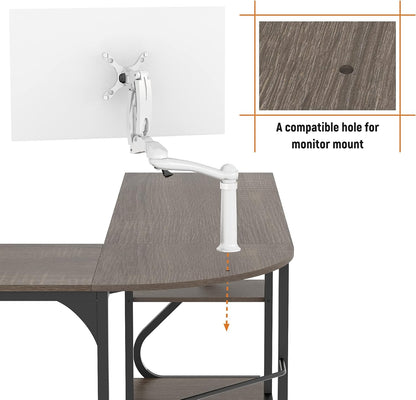 Reversible L Shaped Desk with Shelves Large Corner Computer Gaming Desks for Home Office Writing Workstation Wooden Table